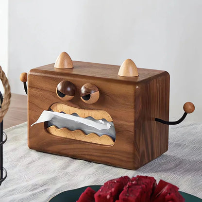 Walnut Monster Tissue Box