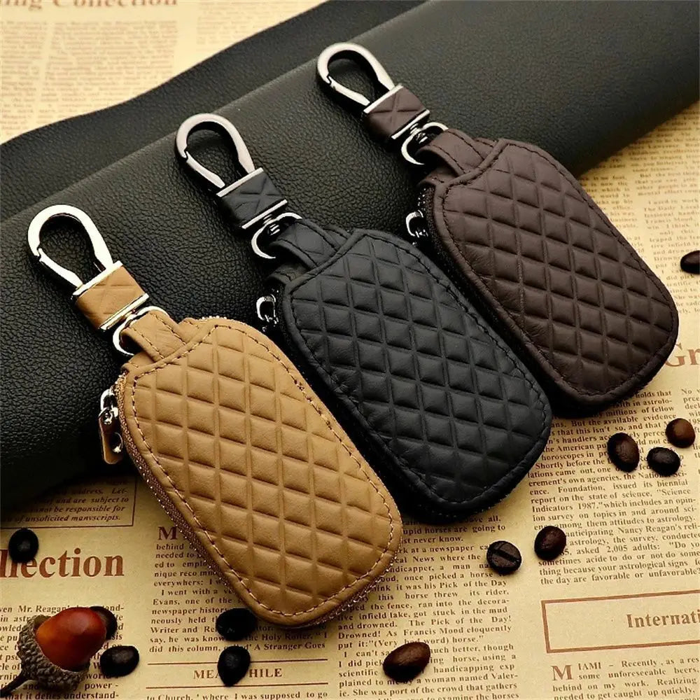 Quilted Leather Car Key Case