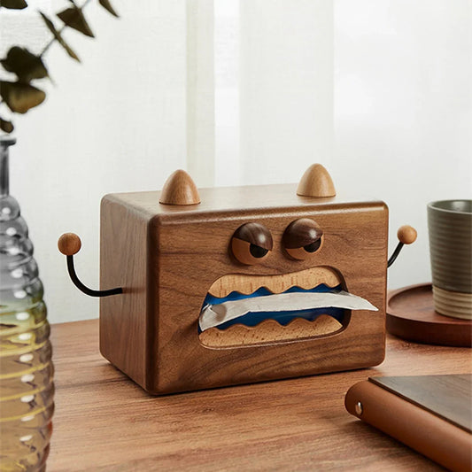 Walnut Monster Tissue Box