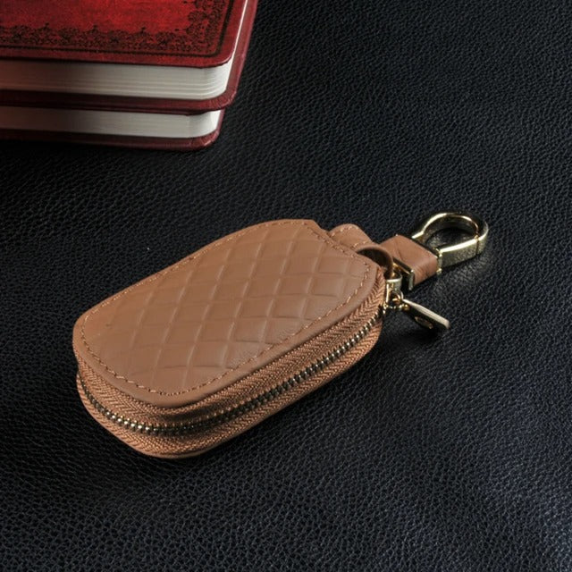 Quilted Leather Car Key Case